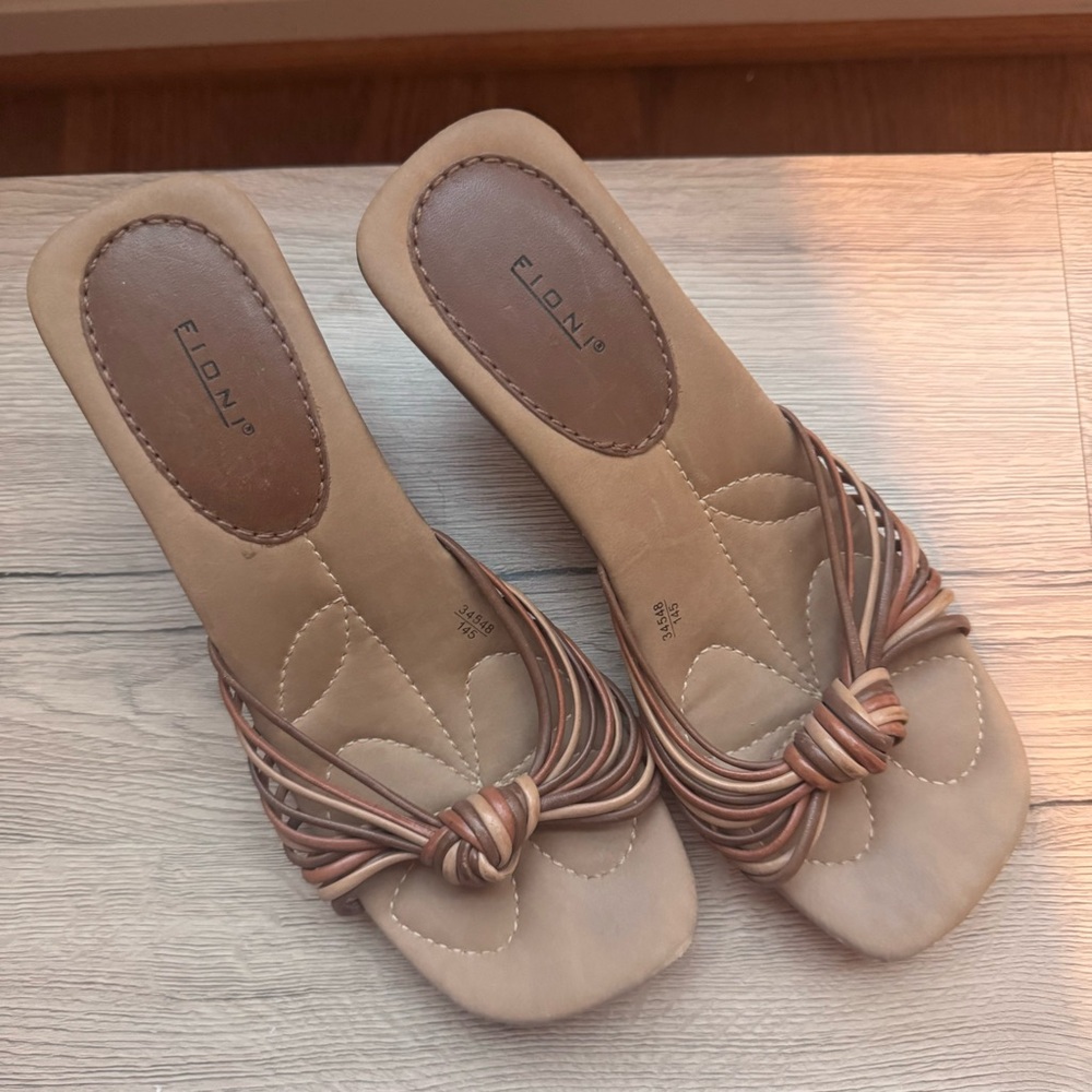 Fioni Brown Leather 2.5” Heels Never Worn 8.5 Wide